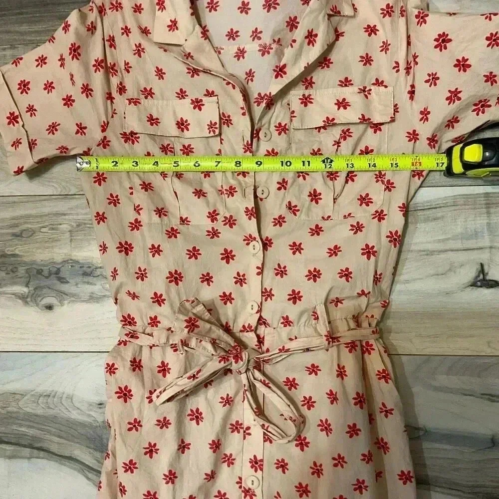 Glamorous Stone red Daisy tie waist button front jumpsuit US size 6 ￼ - Picture 9 of 12